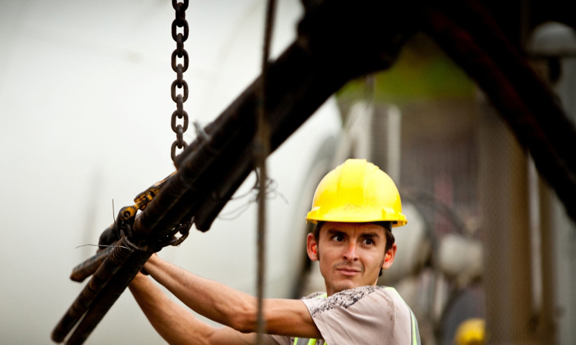 Migrants worker at a construction site