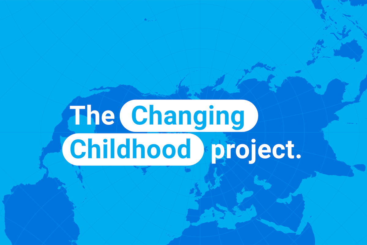 Map of the world with the words: The Changing Childhood Project