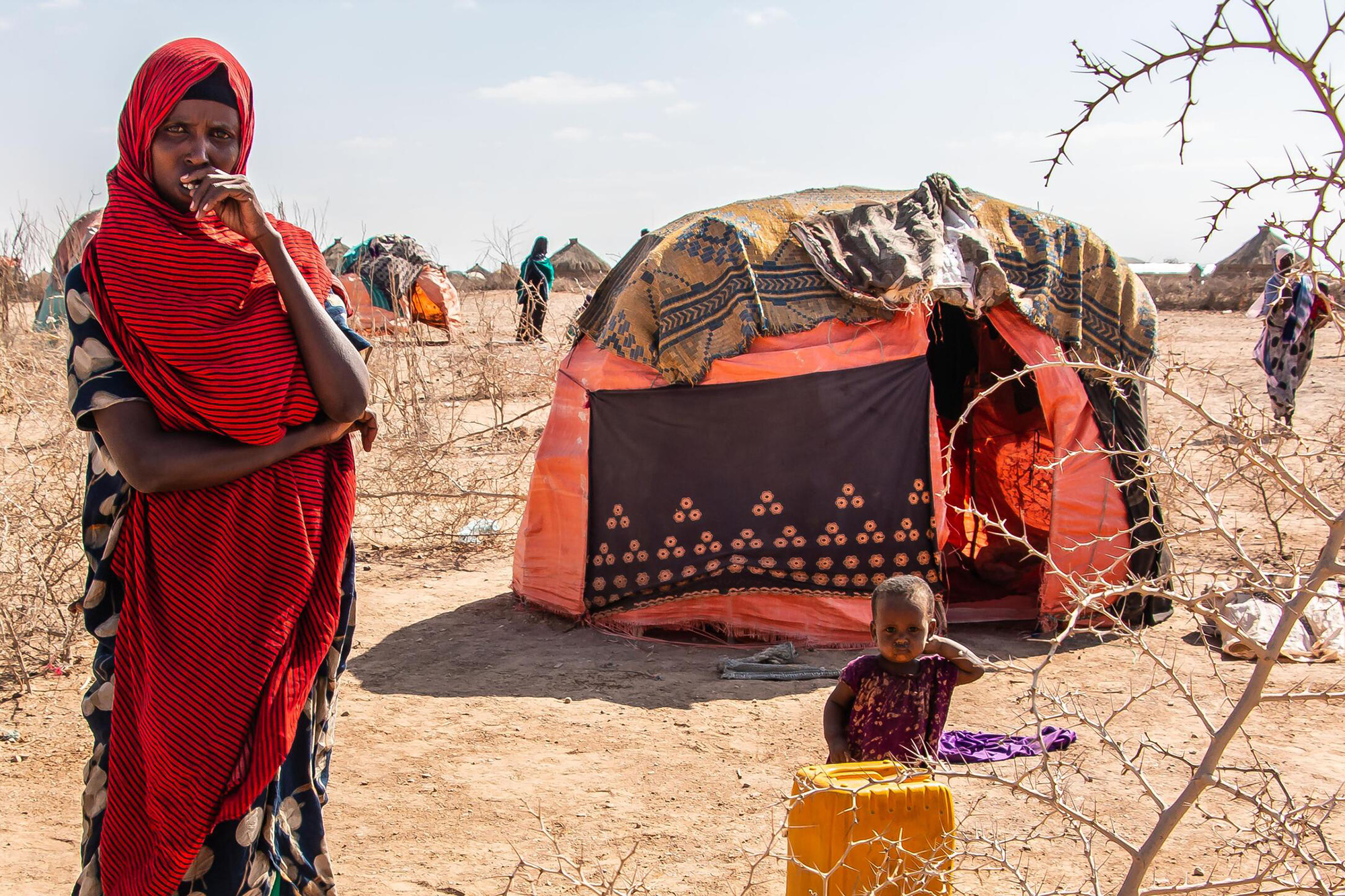 mother and child in drought-stricken area