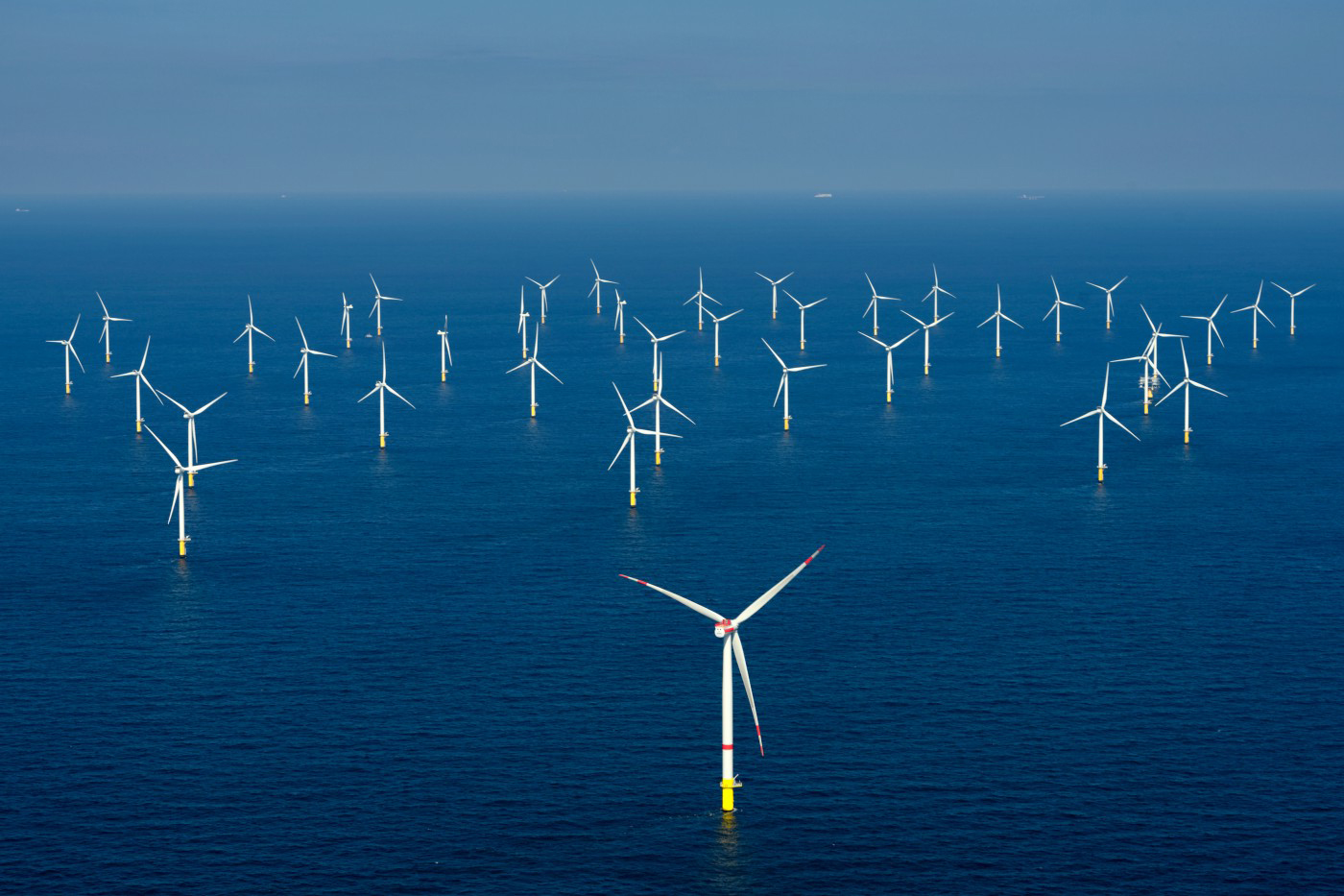 wind turbines on the ocean