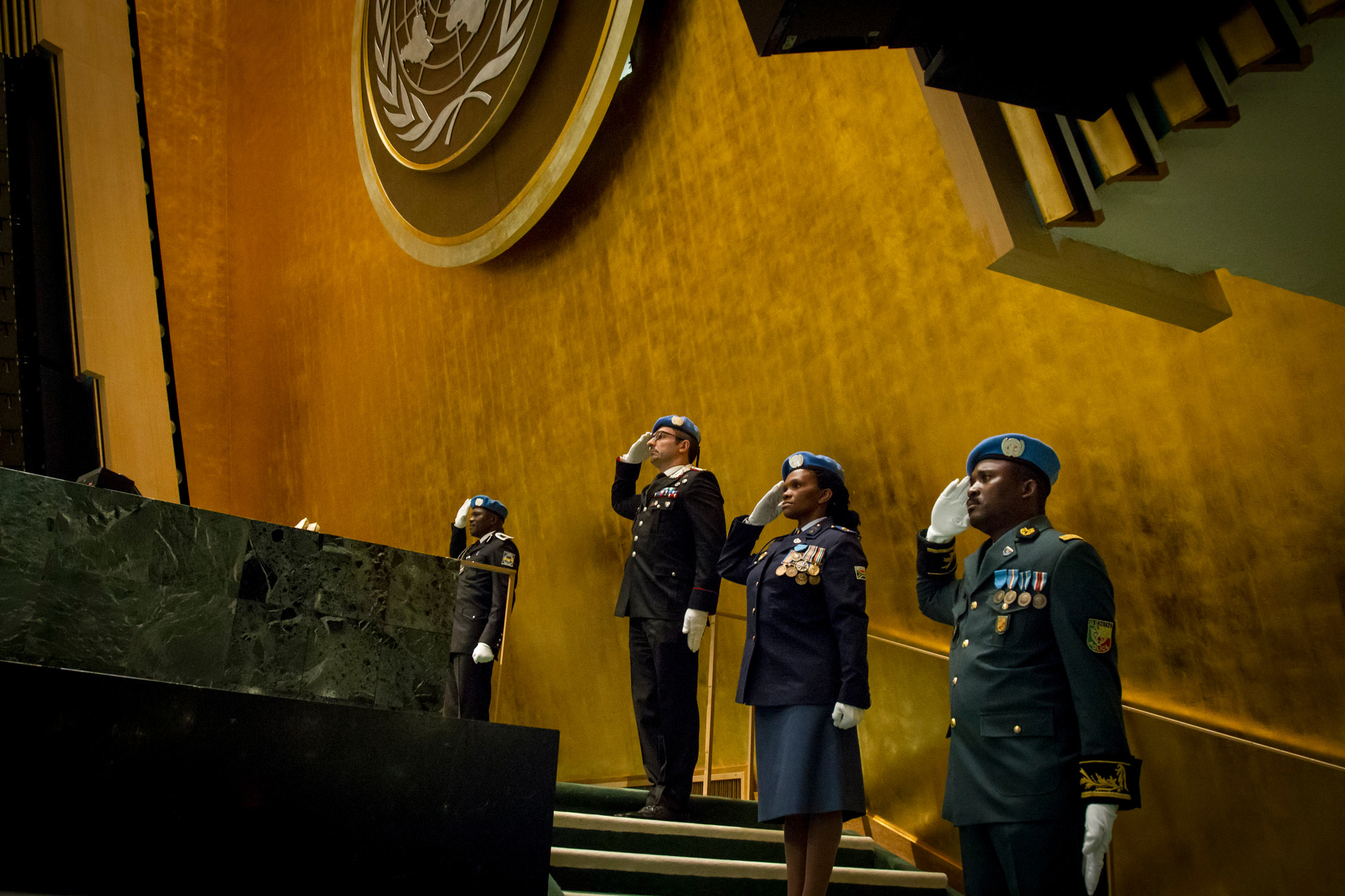 A view of UN Police (UNPOL) officers at the opening of the United Nations Chiefs of Police Summit (UNCOPS).