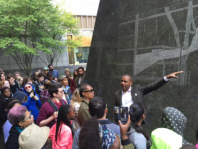 staff from the United Nations Remember Slavery Programme visited the African Burial Ground National Monument in New York