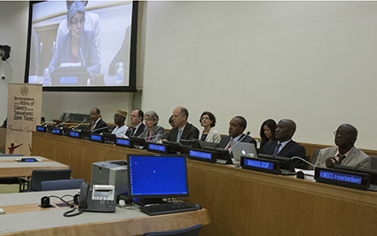 Irina Bokova speaking at the discussion