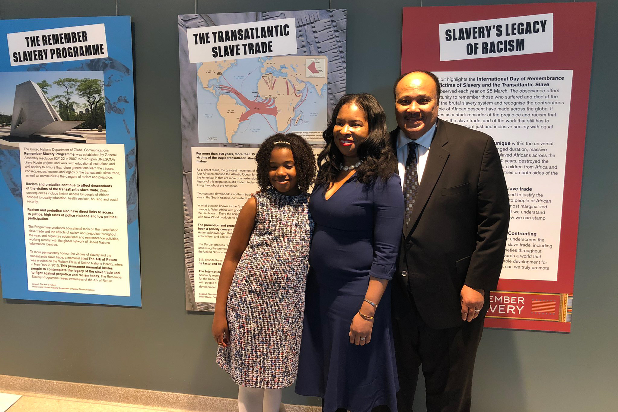 Martin Luther King III with his wife, Arndrea Waters King, and daughter, Yolanda Renee