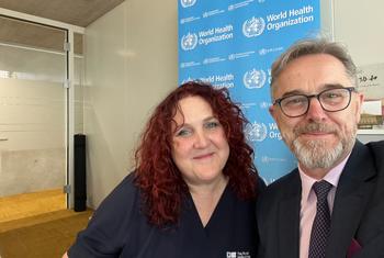 two people smiling