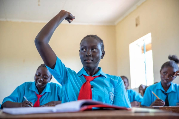 School girls in a classroom.