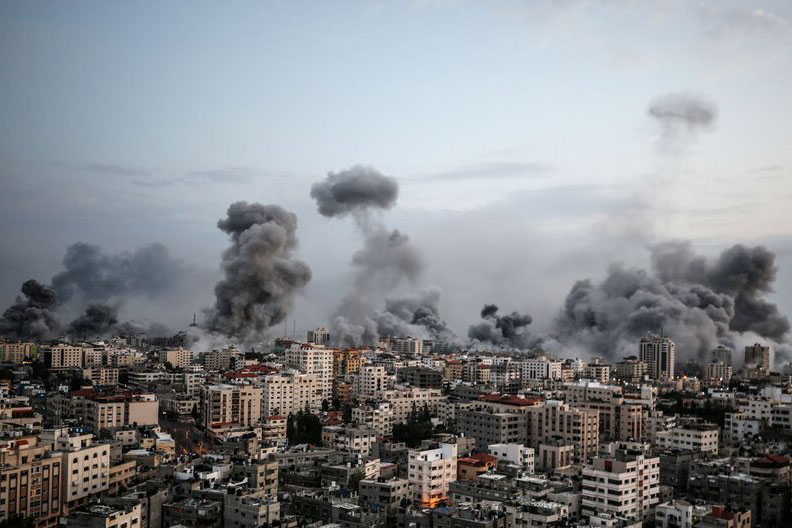 Gaza city being bombed