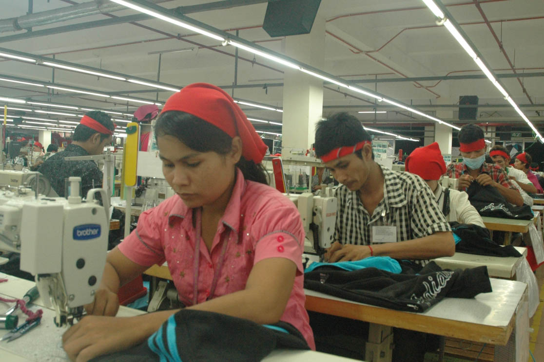 Workers in a Cambodian factory