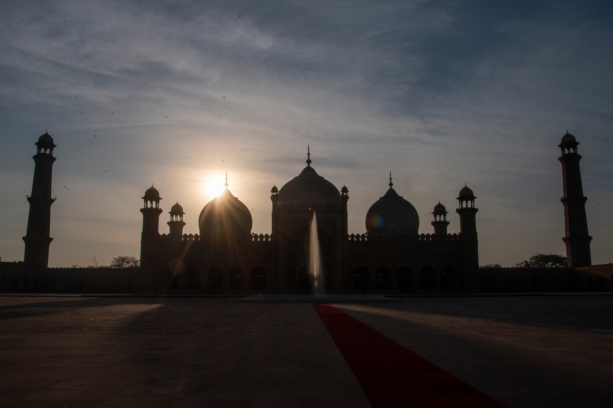 A view of the Badshahi Mosque in Lahore, Pakistan. 