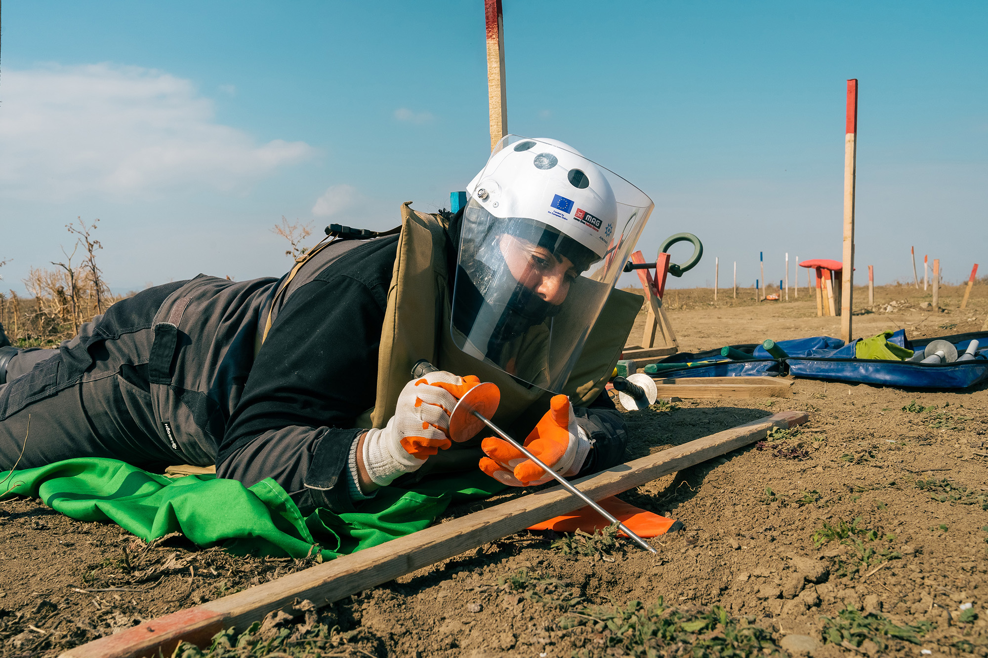A land mine clearance woman in Azerbaijan.