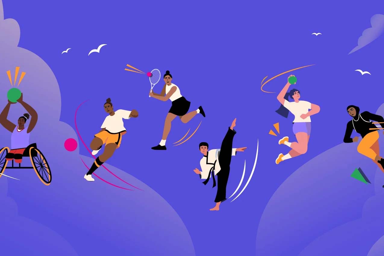 illustration of women participating in different sports