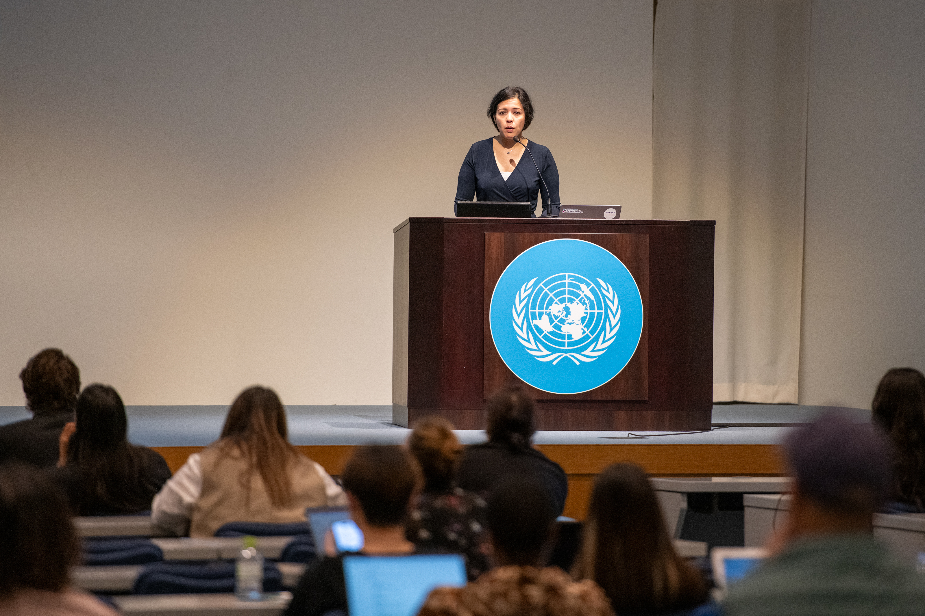 Yensi Flores-Bueso takes the podium during the 'Policy' panel. 