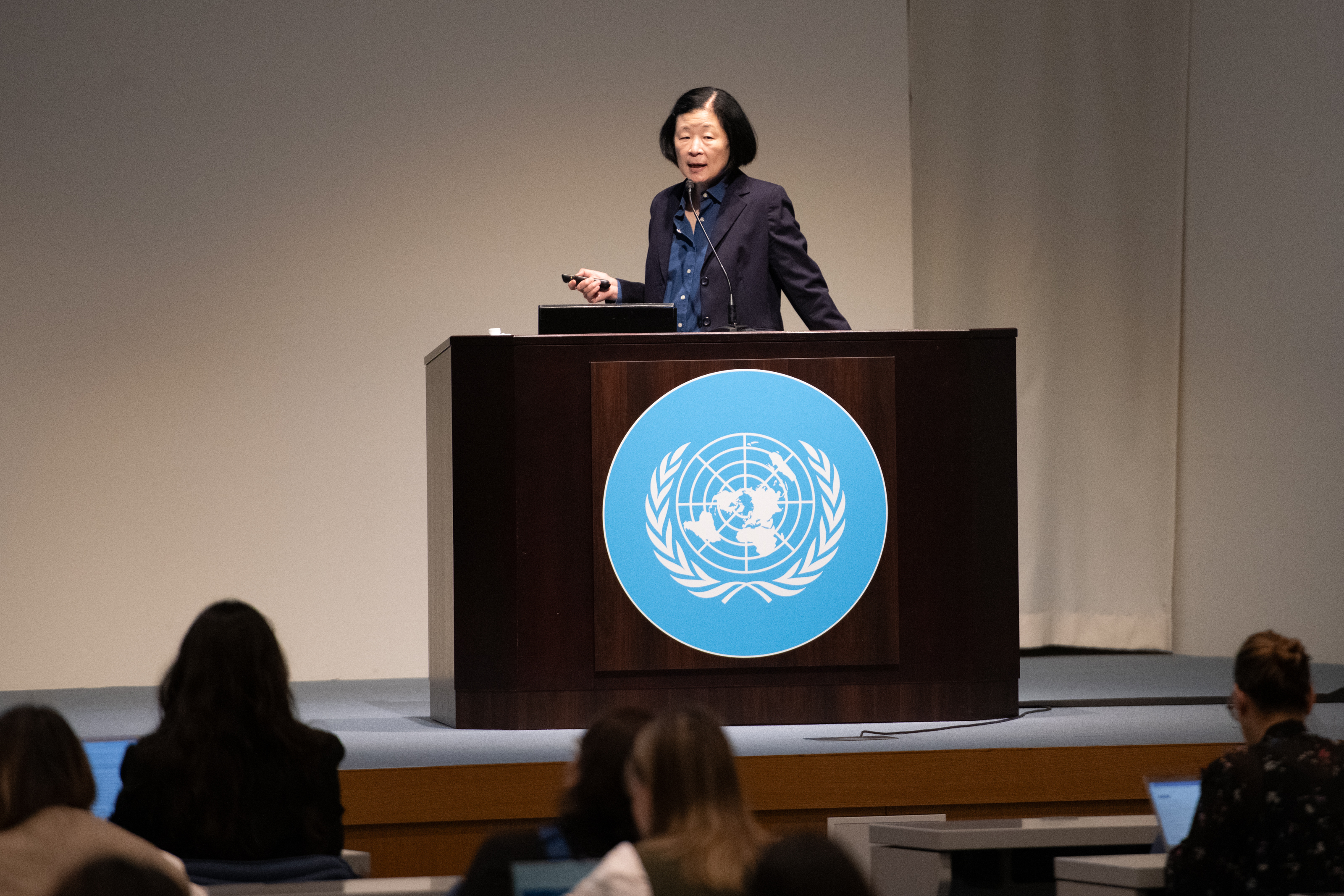 Mikiko Tanifuji takes the podium during the 'Open Infrastructure' panel.