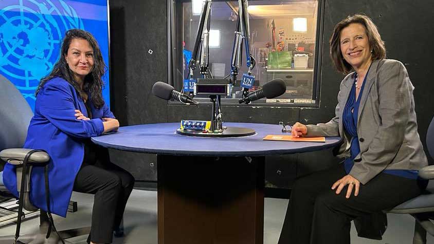 Reena and Melissa in the recording studio