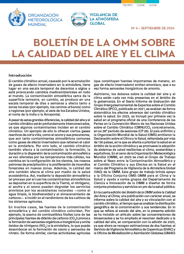 Boletín de la OMM sobre la calidad del aire y el clima