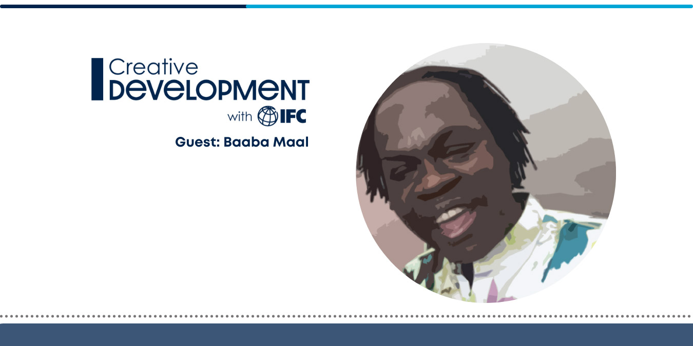 podcast banner with an illustration of Baaba Maal