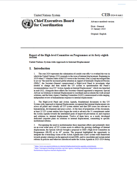 United Nations cover image of ODS document with symbol CEB/2024/6/Add.1