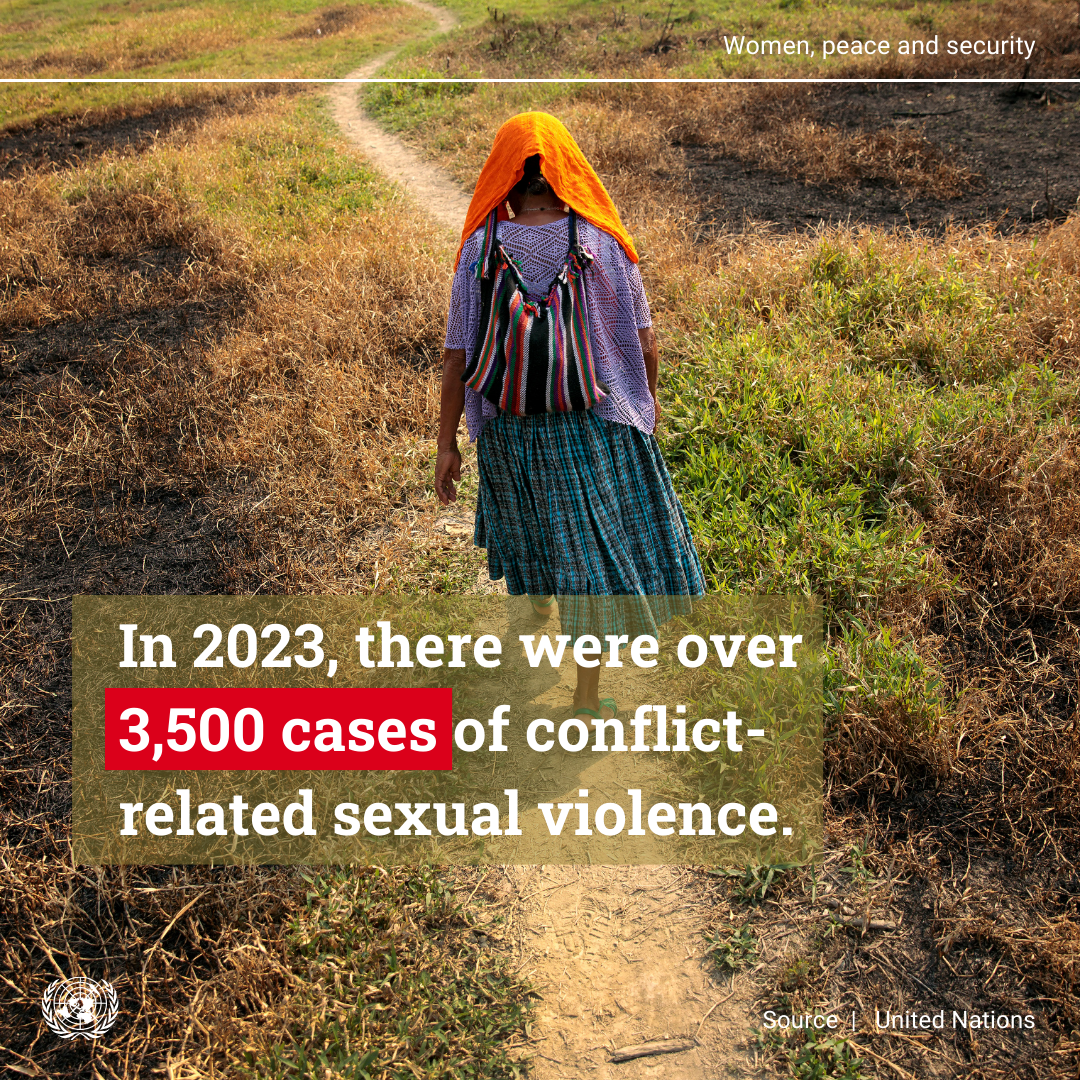 Card discussing the number of women affected by conflict-related violence