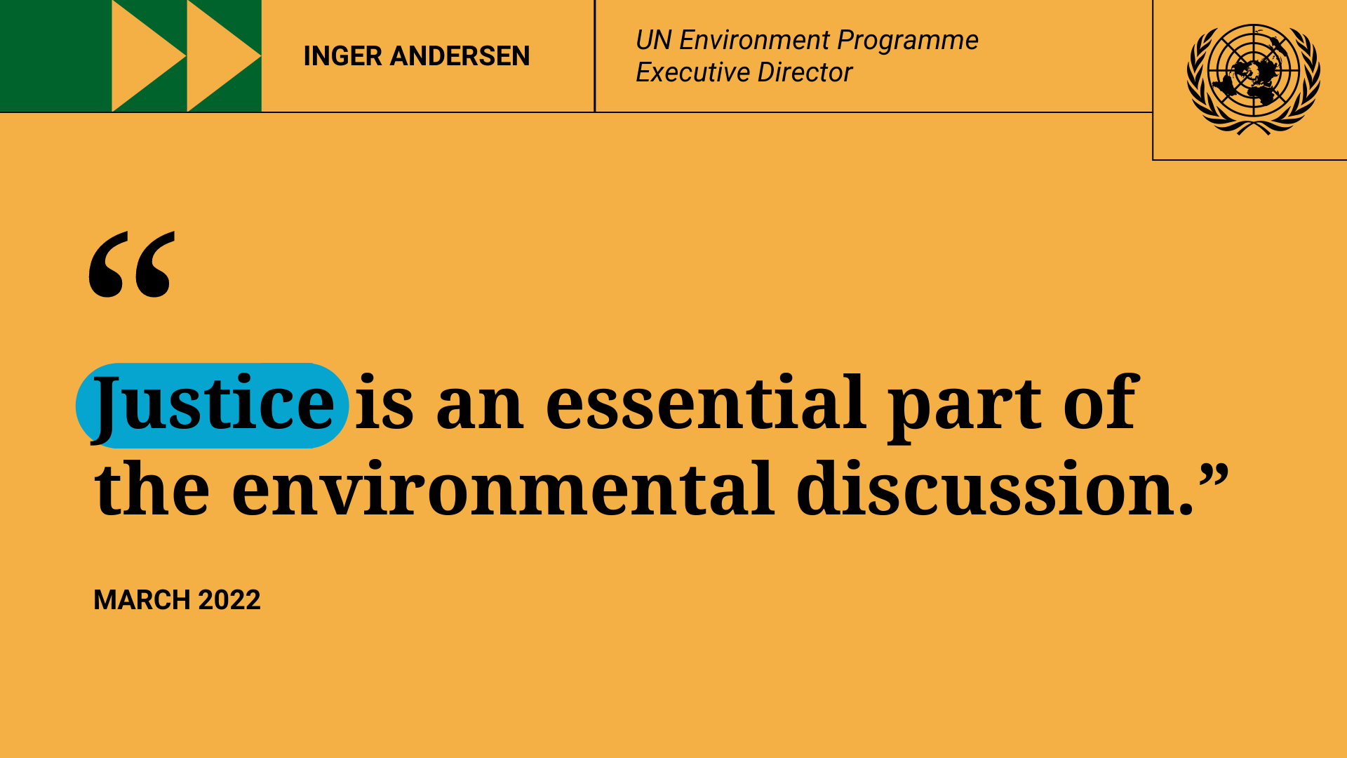 Photocomposition: a quote by Inger Andersen. Justice is an essential part of the environmental discussion.