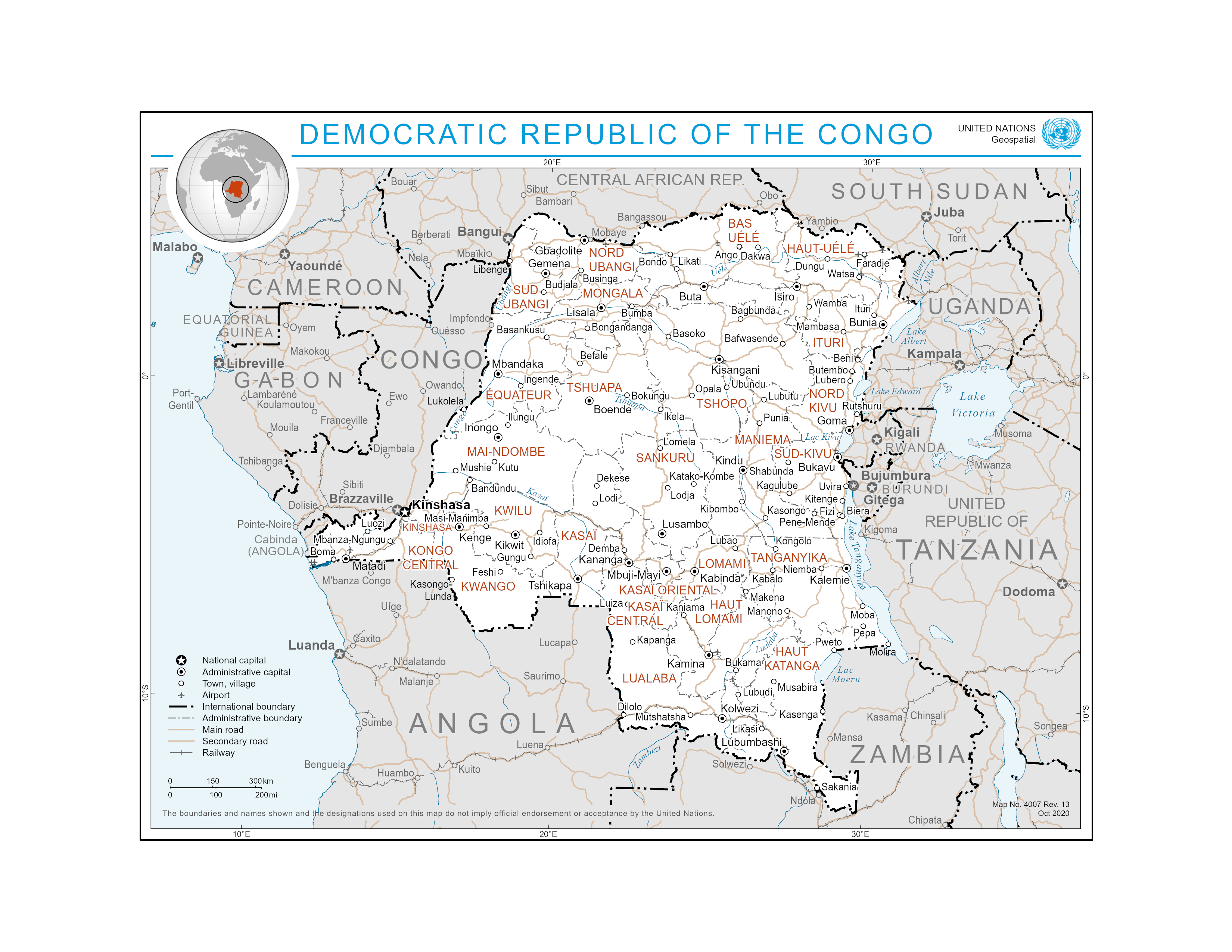 Map of the Democratic Republic of the Congo (DRC)