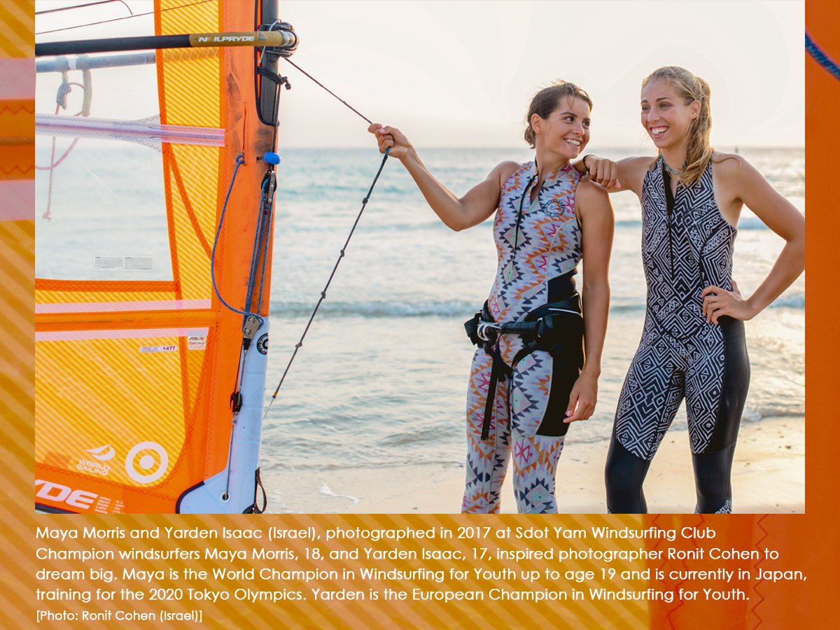Maya Morris and Yarden Isaac (Israel), photographed in 2017 at Sdot Yam Windsurfing Club