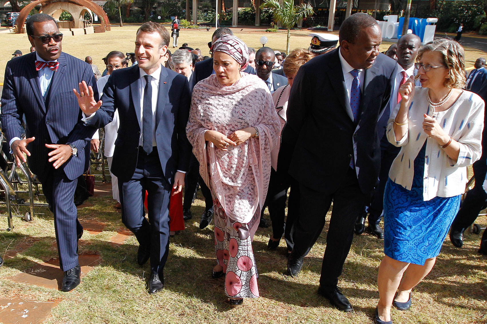 nger Andersen walks with Akinwumi Adesina, President of the African Development Bank; President Emmanuelle Macron of France;  President Uhuru Kenyatta of Kenya; Amina Mohammed, UN Deputy Secretary-General.