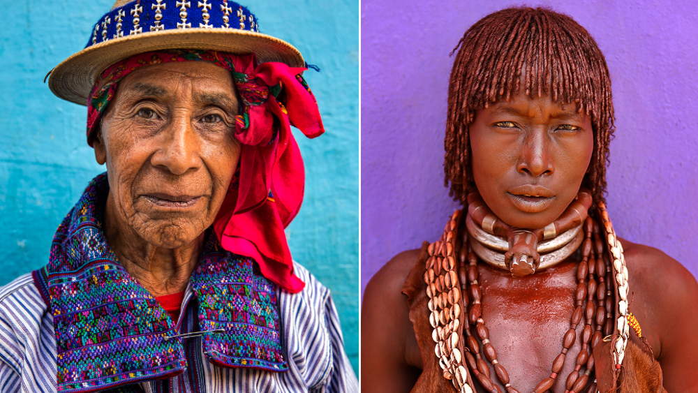 hombre Mam, luciendo un bordado único. Mujer Hamar mostrando sus joyas.