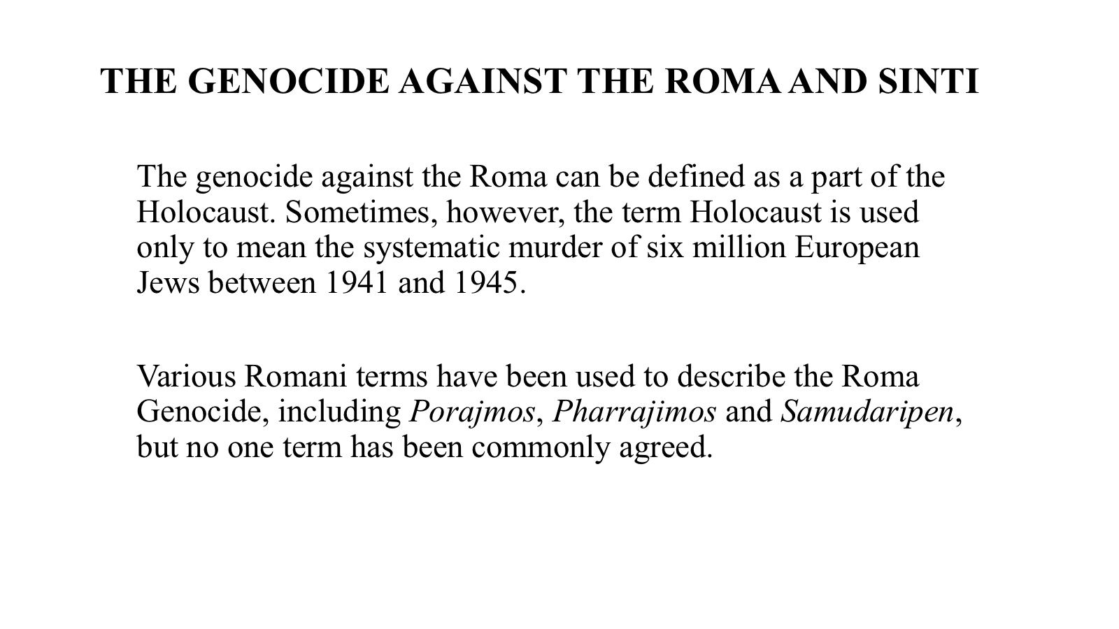 Roma definitions