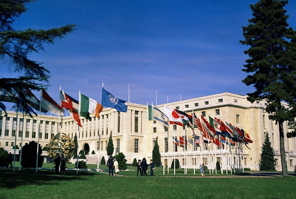 Vista del Palacio de las Naciones en Ginebra.