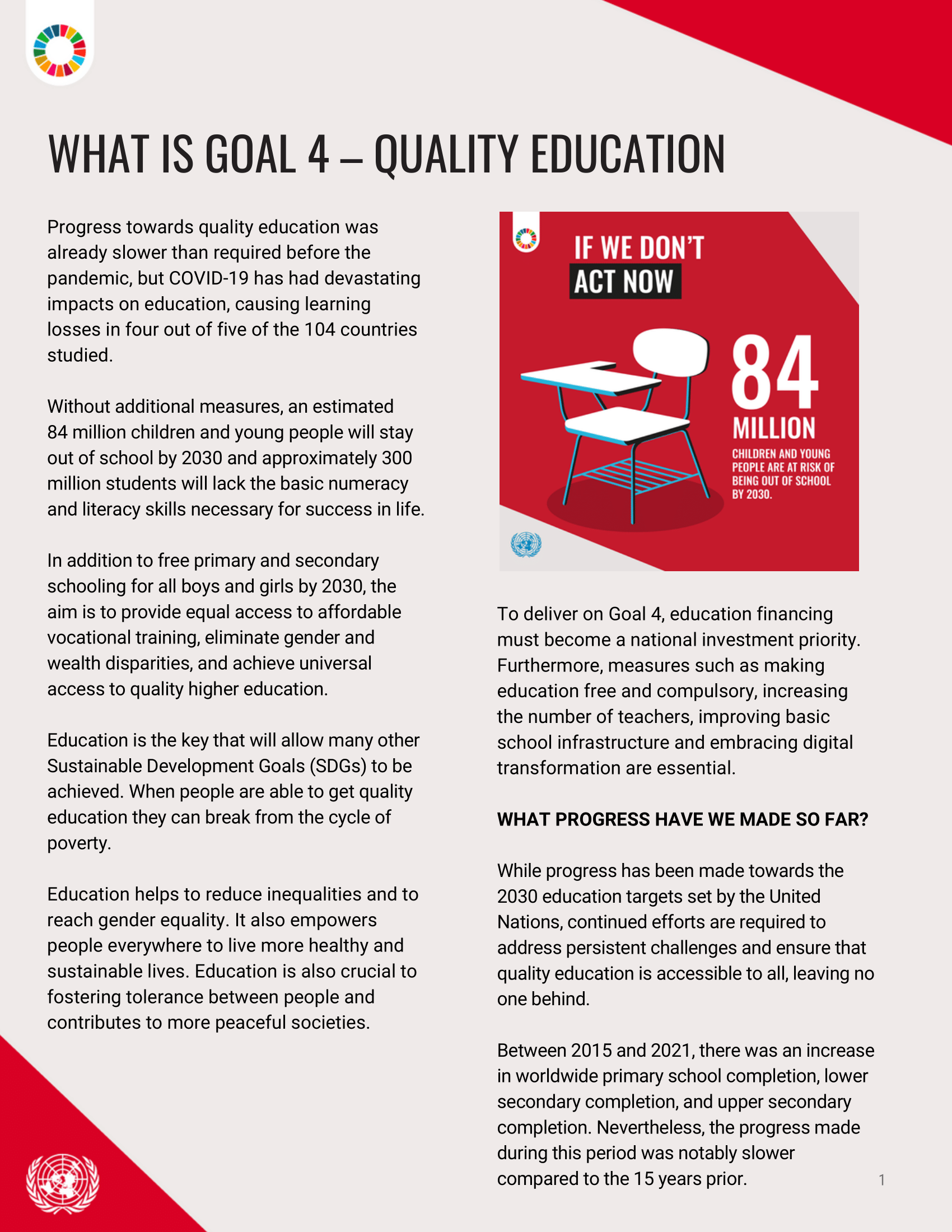 Fast Facts about SDG 4