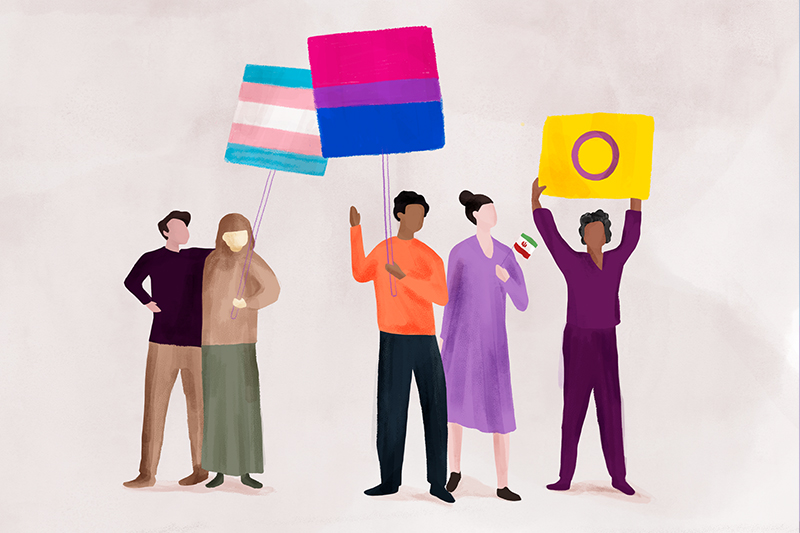 colorful illustration of people belonging to different races standing up and bearing banners