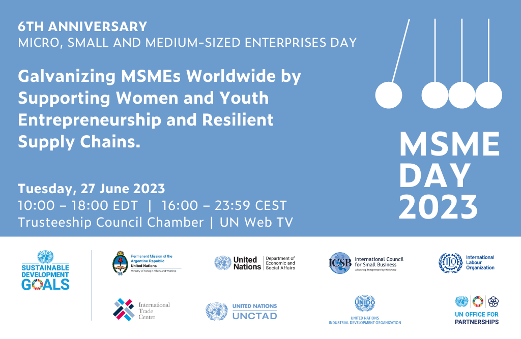 Invitation for MSMEs 2023 Day event at UNHQ in New York