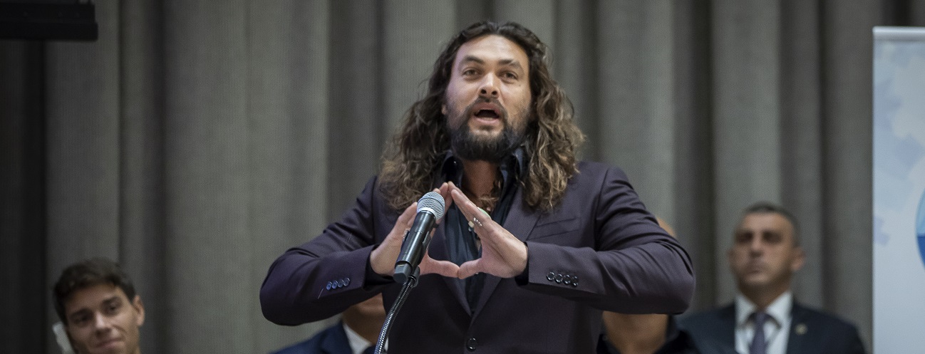 Jason Momoa, actor y defensor de los océanos, habla en la Reunión de alto nivel el 27 de septiembre de 2019 en la ciudad de Nueva York.