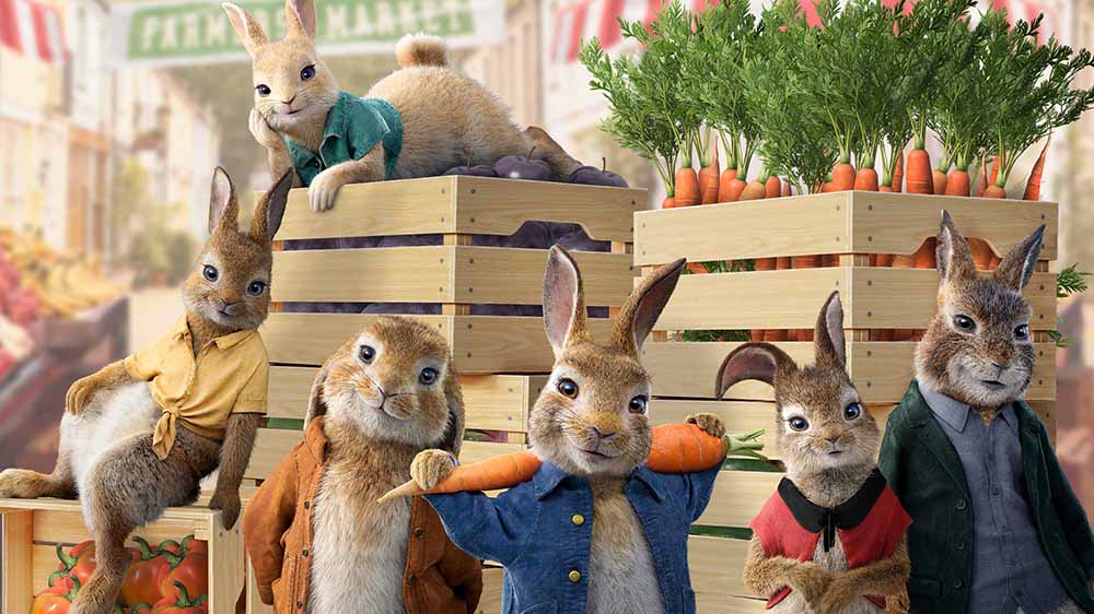 Peter Rabbit and friends are in the farmers market, bringing awareness to sustainable food and showing the importance of individual action