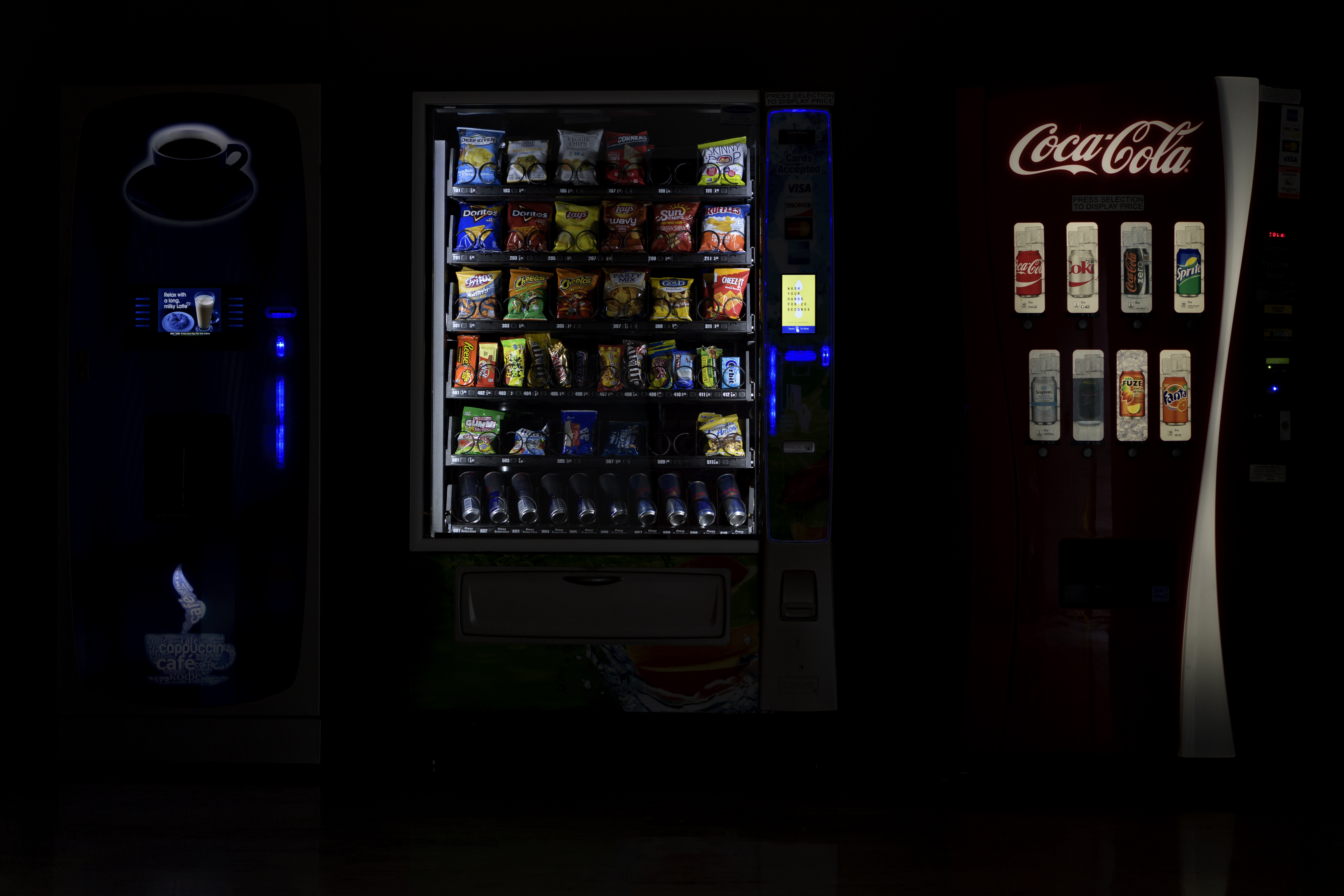 Snack machine in the dark.