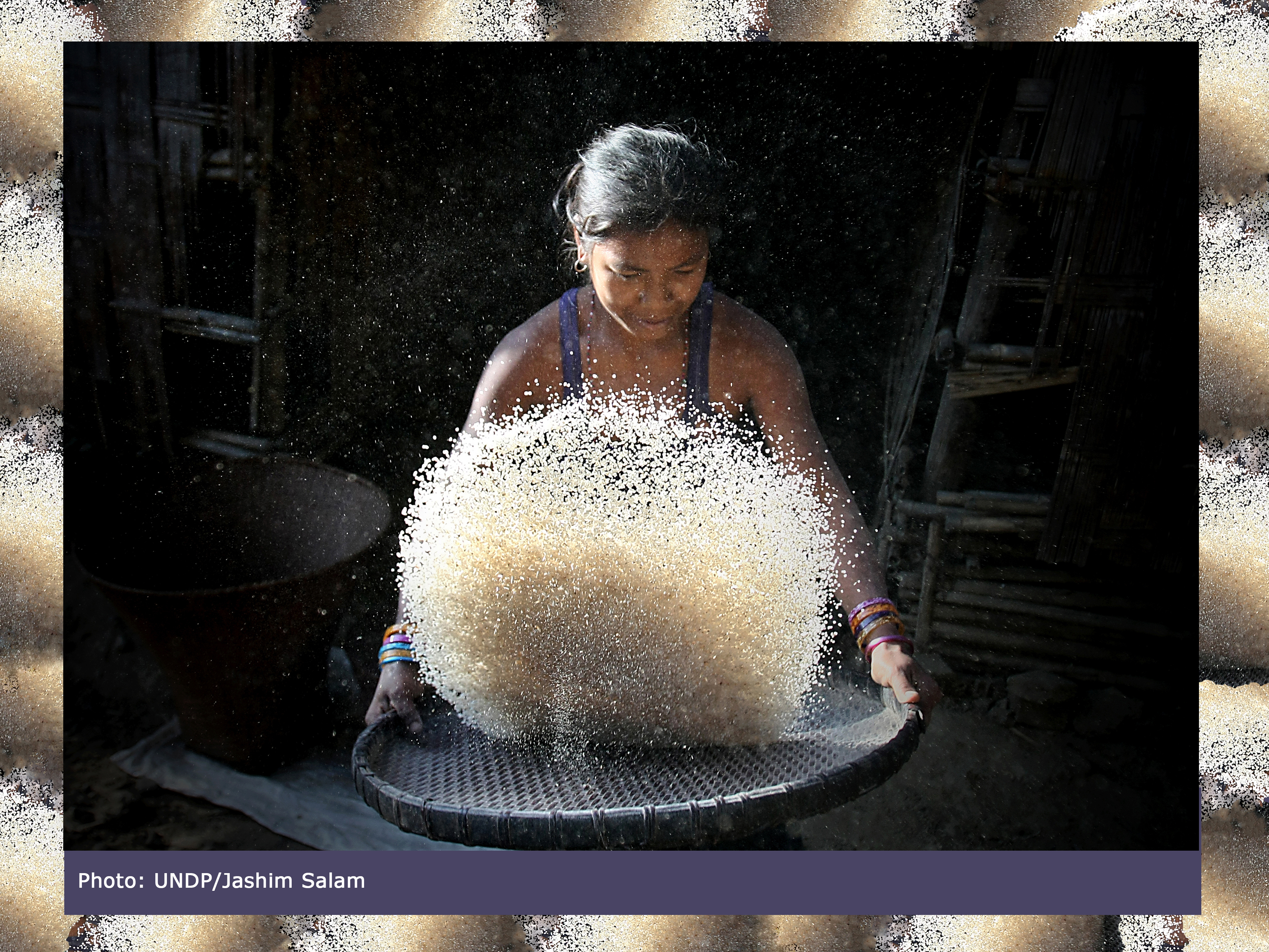 In a remote village in Bangladesh, a young woman sorts rice. Her harvest must last a long time, as the weather usually allows cultivation only once a year. 