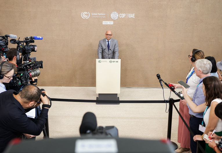 UN Climate Change Executive Secretary Simon Stiell during COP28