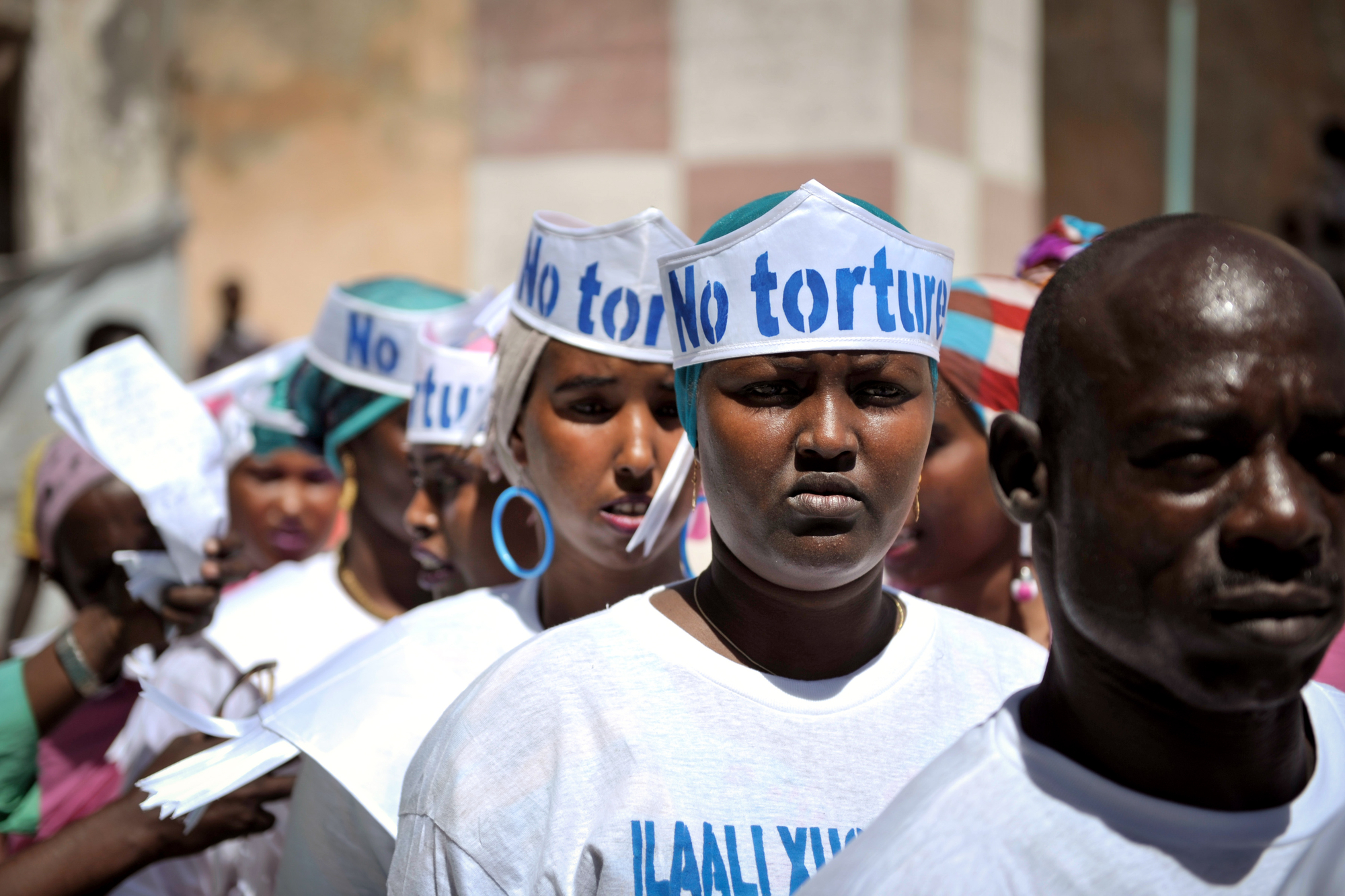 People at anti-torture demonstration