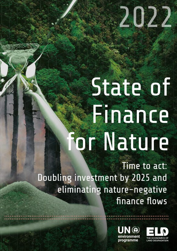 Couverture du rapport du PNUE - Situation des financements pour la nature en 2022