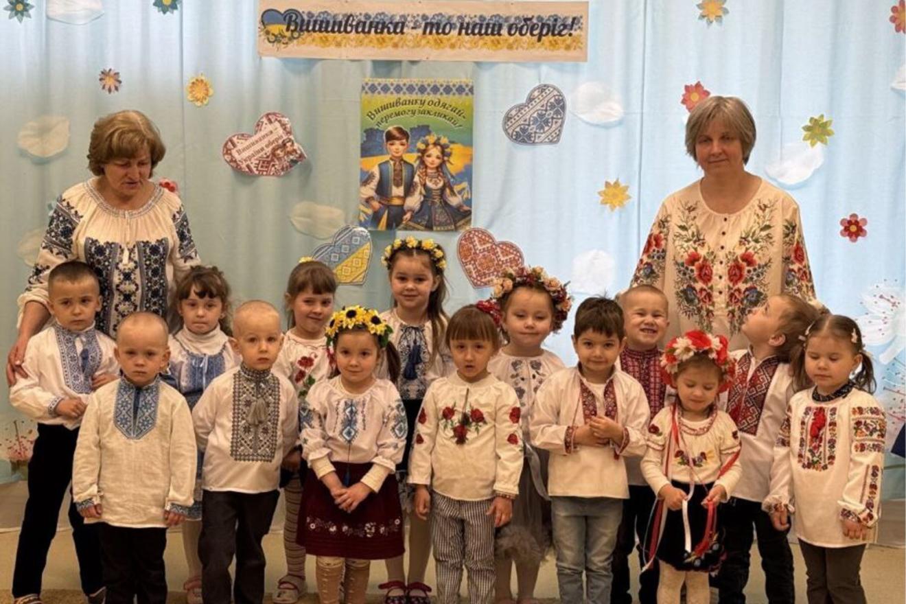 Children in a renovated preschool center in the Kyiv region, Ukraine.