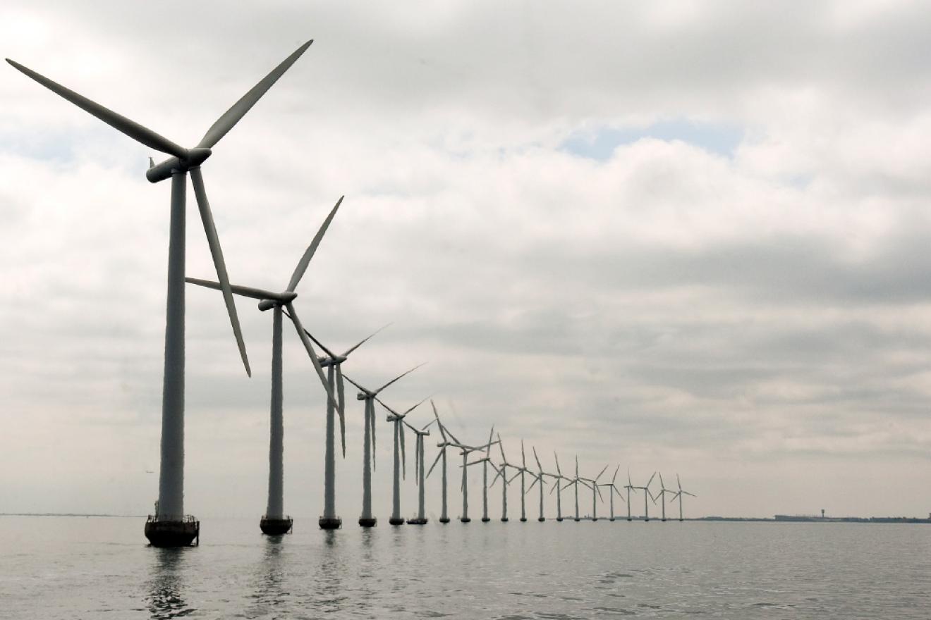 The Middelgrunden Off Shore Windturbines located in the Øresund Straight separating Denmark and Sweden. UN Photo