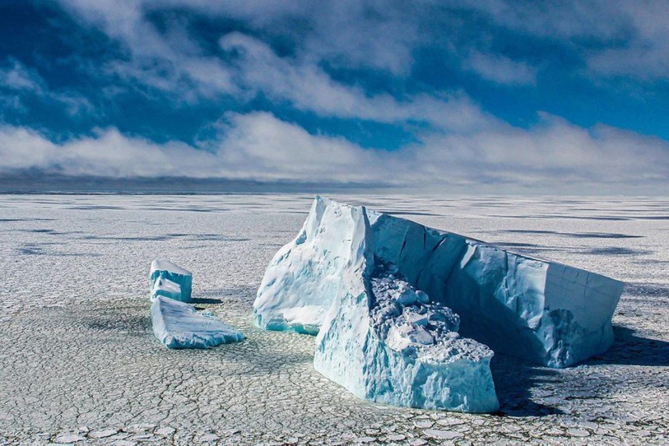 Icebergs in the Bellingshausen Sea in Antarctica