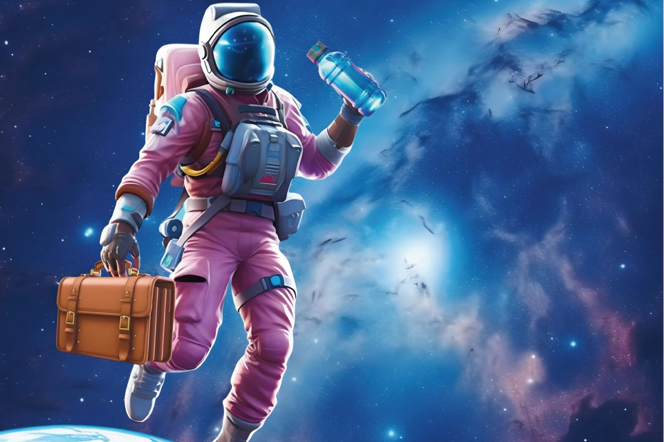 穿着宇航服的人,公文包