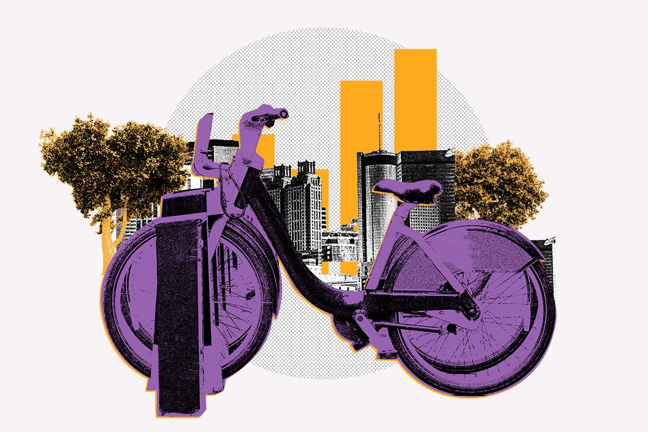 Illustration de vélos dans un environnement urbain