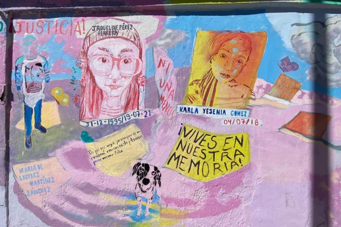 Mural realizado como parte de las acciones de memoria, reparación y justicia social impulsadas por organizaciones y colectivas feministas del Estado de México. 