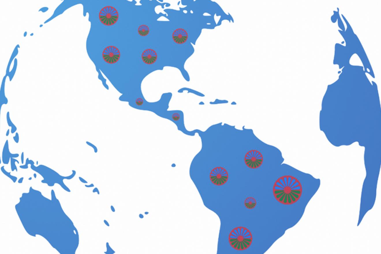 Imagen de la primera versión del 'Mapa de la Memoria Romaní en las Américas' que incluye 29 puntos de memoria a lo largo y ancho del continente.