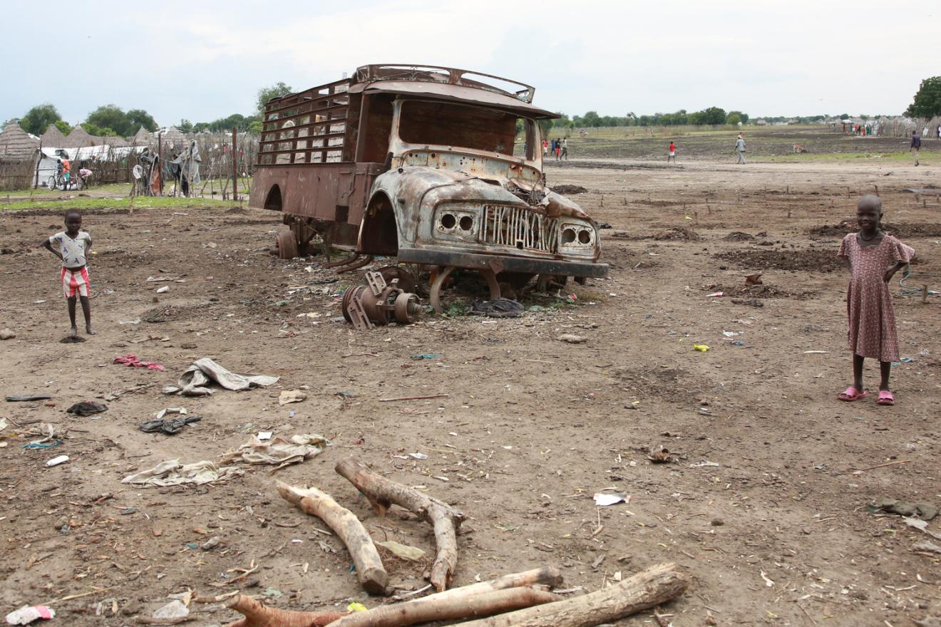 Une carcasse de camionnette