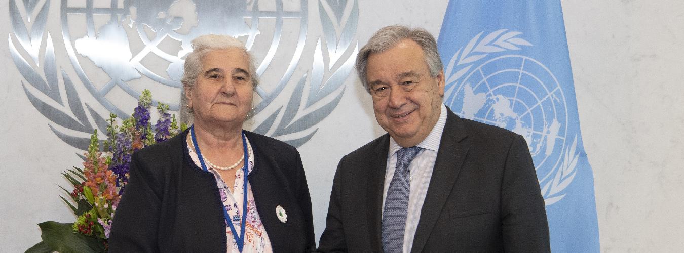 Le Secrétaire général de l'ONU, António Guterres, rencontre Mme Munira Subasic.