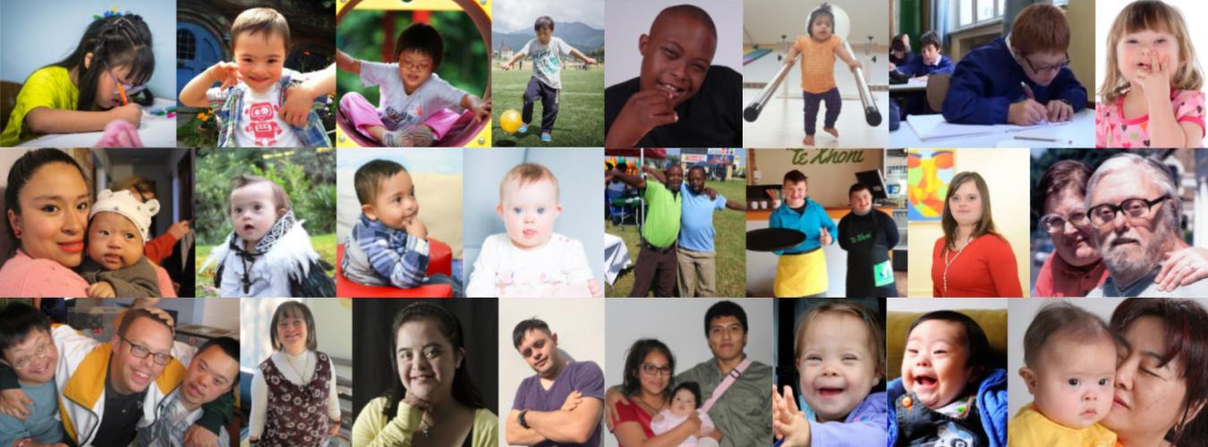 Un montage photo de personnes atteintes du syndrome de Down.