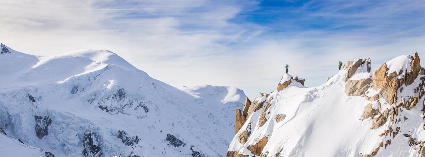 Dos escaladores en Chamonix, Francia.